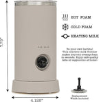 Rae Dunn Electric Milk Frother Steamer -Stylish Automatic Milk Steamer and Frother, Milk Warmer, Hot and Cold Foam Maker for Coffee, Latte, Cappuccino, Macchiato - 550 Watt (Sand)