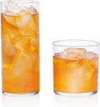 Libbey Miles Tumbler and Rocks Bar Drinkware Glasses Set, Clear All-Purpose 16 Piece Glassware Set, Sleek Glass Drinking Cups for Everyday Use