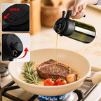 SWEET VIEW 2PCS Olive Oil Dispenser and Oil Sprayer – 16oz/470ml Glass Light-Proof Oil Pourer for Kitchen Air Fryer, Cooking, Salad, and BBQ, with Stickers