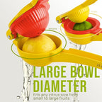 Zulay Kitchen Metal 2-in-1 Lemon Squeezer - Sturdy Max Extraction Hand Juicer Lemon Squeezer Gets Every Last Drop - Easy to Clean Manual Citrus Juicer - Easy-Use Lemon Juicer Squeezer - Yellow/Red