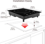 Duxtop Built-in Induction Cooktop, Portable Countertop Burner, Sensor Touch Induction Burner, 170-Minute Timer, Safety Lock, 1800W BT-200T1/8600BI