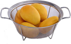 AJIODA Stainless Steel Mesh Colander Strainer Basket, 4 Quart Fine Mesh Net Colander with Heavy Duty Handles & Wide Rim & Resting Feet for Strain, Drain, Rinse, Fry, Steam or Cook Vegetables & Pasta