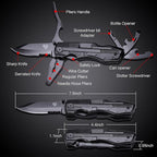 14 in 1 Multitool Pocket Knife for Men, Christmas Stocking Stuffers Gifts for Dad, Husband, Tactical Multi Tool screwdriver set with Nylon Sheath for Survival, Camping