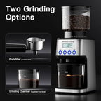 URintells Cuising Espresso Grinder, Burr Coffee Grinder with 51 Grind Settings, Precision Timer, Stainless Steel Coffee Grinder with Easy Cleaning, Anti-Static Design & 3 Operation Modes