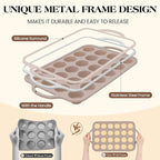 Vinino Mini Silicone Muffin Pans for Baking with Metal Reinforced Frame, 24 Cups Brown Regular Size Nonstick Cupcake Pan, BPA Free Oven Dishwasher Safe Baking Mold for Muffins Cupcakes
