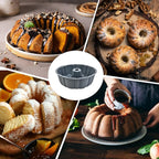PADELE 2 Pack Silicone Cake Pan Nonstick,10 Inch, Silicone Cake Molds,Pound Cake Pan, Baking for Jello,Gelatin,Cake,Brownie and Bread (Grey+Grey)