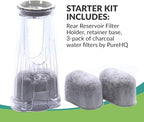 Keurig Filter Replacement Starter Kit - Water Filters for Keurig 2.0, K-Duo, K-Duo Hot & Iced, K Duo Essentials, K-Compact Coffee Makers by PureHQ - Includes Short Filter Holder and 3-Pack Cartridges