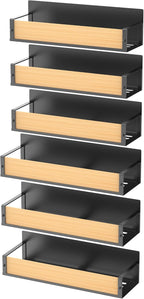 HuggieGems 6 Pack Magnetic Spice Storage Rack Organizer for Refrigerator and Oven, Wood Fridge Organizers and Storage
