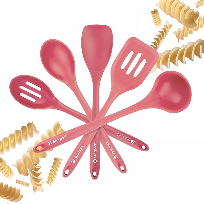 Starpack 'Stir & Serve' Silicone Cooking Utensils Set (5 Pcs) - 10.5" - Kitchen Utensil Set Heat Resistant to 600°F - Kitchen Utensils for Nonstick Cookware - Silicone Utensil Set for Mixing & Cooking