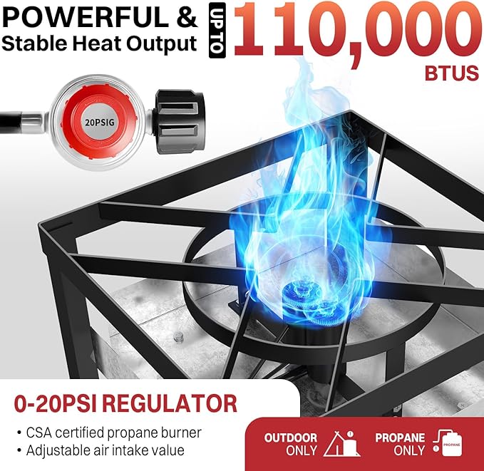 60QT Crawfish Boiler | Seafood Boiling Kit | Dustproof Cover & 12" Skimmer Included | 110,000BTU Propane Jet Burner | 0-20 PSI CSA Certified Regulator | Crab Boil Pot for Outdoor Backyard Cooking