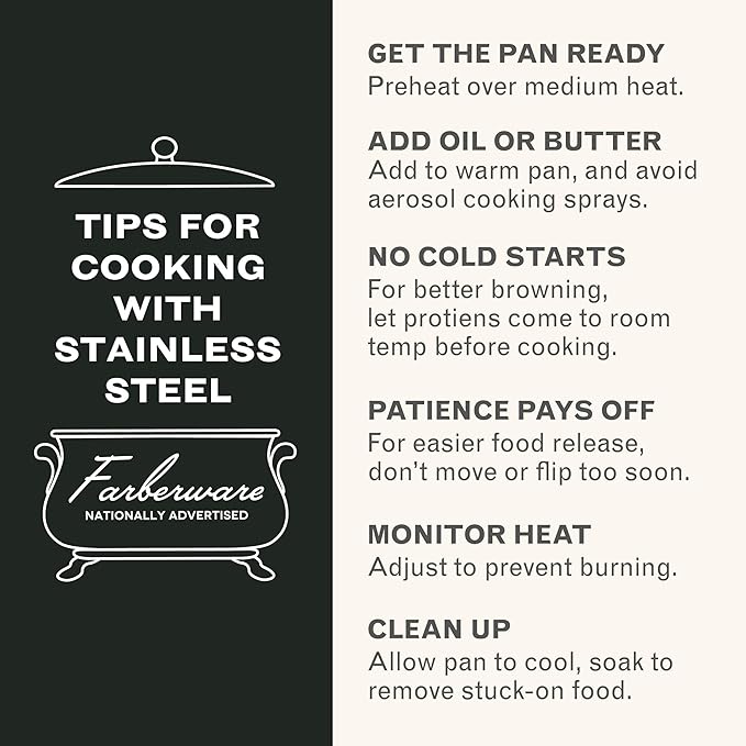 Farberware Classic Series Stainless Steel Pots and Pans with Baking Sheet Pan, Cooking Tools, and Lids, Induction Ready, Dishwasher Safe, 10 Piece Cookware Set, Metal Utensil Safe - Stainless Steel