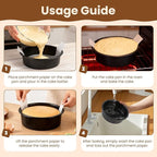 9 Inch Cake Pan Set of 2 - Nonstick Carbon Steel Round Cake Baking Pans with Parchment Paper, Dishwasher Safe, Durable for Large Layer Cakes, Birthday & Christmas Baking