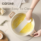 CAROTE Nonstick Stock Pot with Lid Soup Pot, 4 Quart with Lid, Casserole Super Easy to Clean Non Stick Cooking Pot Cookware PFOA Free, White Granite