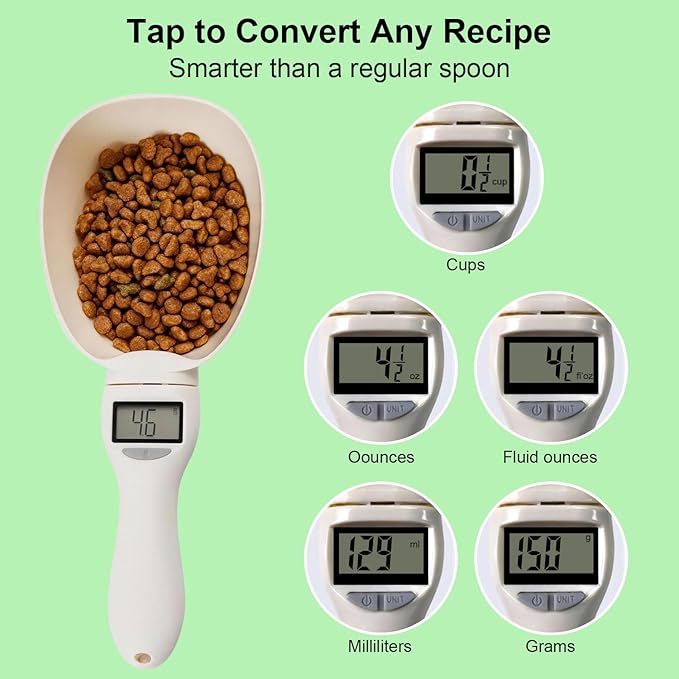 Digital Measuring Spoon Scale, Electronic Kitchen Measuring Spoon Scale, 800g/0.1g High Precision Kitchen Gadget with 5 Units Conversion, Removable Scoop for Cooking, Baking, Pet Food,1PC,Beige