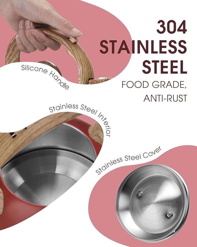 Hauce Radio Tea Kettle for Stovetop, 2.1 Quart Loud Whistle Stovetop Teapots,Food Grade Stainless Steel Tea kettles for Stove Top with Anti-hot Ergonomic Handle,Suitable for All Heat Sources