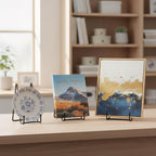 Plate Stands Holder 3 Pack, Picture Frame Display for Bookcase, Photo on Table Top (Black, 6")