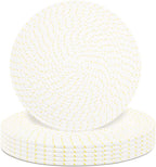 Round Placemats Set of 6, Cotton Rope Woven Table Mats, Hot Pads for Kitchen, Non Slip Heat Resistant Place Mats, 13 Inches Braided Placemat for Farmhouse Decor and Kitchen Table Decor (Beige Line)