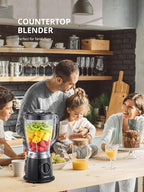 Reemix Blender, 50oz Countertop Blender - 2 Adjustable Speeds + Pulse, Dual Safety Locks, Dishwasher-Safe Pitcher for Smoothies, Crushing Ice & Family Meals