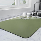 Ecotrim - Dish Drying Mat for Kitchen Counter | Coffee Bar Mat for Countertops | Heat Resistant Drainer Mat with Non-slip Rubber Backed | Hide Stain Kitchen Absorbent Draining Mat | Green 18"x32"