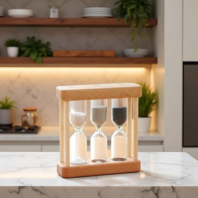 Khaki Creative 1/3/5 Minute Wooden Sand Glass Hourglass Timer Clock Home Decor Kitchen Tools Gift for Simple Style Thermometers and Timers, Brown