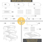 Bamboo 3 Tier Fruit Basket For Counter, Large Capacity Fruit Storage Countertop, Fruit Holder, Wooden Pantry Organizers and Storage, Kitchen Countertop Organizer With Two Banana Hangers (Grey)