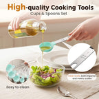 16PCS Measuring Cups and Spoons Set, Measuring Spoon Set with Metric and US Measurements, Fits for Measuring Dry and Liquid (Green)