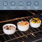 Nuwave 6pc Ceramic Ramekins w/Lid 8oz, Classic Elegant Style Ramekins, Bake Souffles, Creme Brulées, Custards, Puddings, 4.3” Wide & 2” Tall, Oven, Microwave & Dishwasher-Safe, PFAS Free, Ivory White
