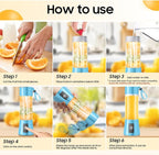 Cordless Portable Personal Size Blender - Mini Blender Make Smoothies and Shakes, 380Ml BPA Free Travel Cup, Powerful Blending Suit in Office/Home/Gym, Mother's Day