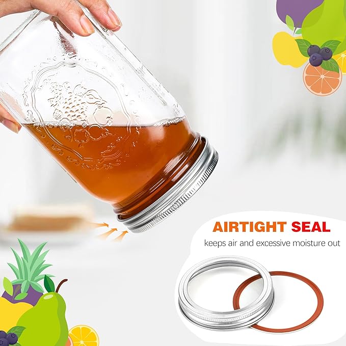 Esrentle Mason Jars 32 oz Wide Mouth - 12 Pack Quart Glass Mason Jars with Airtight Lids and Bands for Canning, Pickling, Food Storage, Fermenting, Leak Proof, Reusable