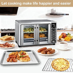 Toaster Oven Replacement Parts for Gourmia GTF7655 GTF7460 GTF7465, 3 IN 1 Basket Tray Rack Kit for Gourmia Digital Toaster Oven Air Fryer French Door17 Cooking Presets 1700W 24L