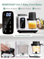 MOMYEASY Baby Food Maker, Multifunction Processor Chopper Grinder, Baby Food Steamer and Puree Blender in-One, with Bottle Warmer, Auto Cooking & Grinding with Touch Control Panel