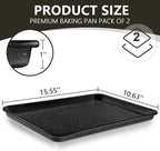Wildone Baking Sheet Pan Set, Honeycomb Embossed Nonstick Baking Sheet 15x10 In, Thicker Carbon Steel Cookie Sheet, Even Heating Jelly Roll Pan, Black, 2 Pack