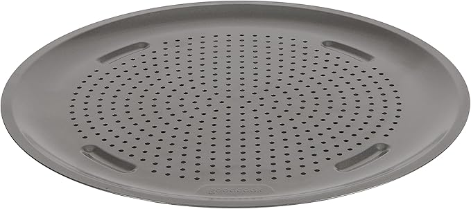 GoodCook AirPerfect 14 Inch Insulated Nonstick Carbon Steel Pizza Pan with Cutting Guides, Perforated, Gray