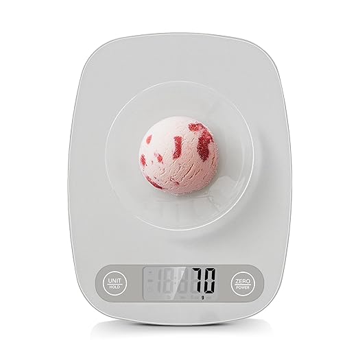 Food Scale Kitchen-Scale 11lb/5kg Food Scale for Kitchen Stainless Steel LCD Display Tare Function (g/oz/ml) for Meal Prep Coffee (Batteries Included) Grey