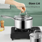 SLOTTET 1Qt & 2Qt & 3QT Stainless Steel Sauce Pan Set with Lid,6 Pcs Non Stick Saucepan,Small Kitchen Pots,Induction Compatible,PFOA FREE