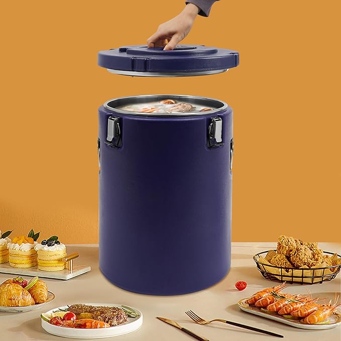 Eapmic 42.27Qt Insulated Food Container, Stainless Steel Container, 40L Commercial Soup Carrier 15 Hours Heat Preservation for Hot and Cold Food Storage Restaurant Canteen Home Lunch Use (Blue, 40L)