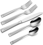 Oneida Silverware Set, Amsterdam 45-Piece Everyday Flatware Set, Service For 8, 18/0 Stainless Steel, Rust Resistant, Dishwasher Safe, Knives Spoons And Forks Set, Home And Kitchen (Silver, 45 Piece)