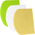 SURDOCA Dough Scraper Bench Scraper - 3P 14.2x8.5" Plastic Flexible Bowl Scraper, Sharp Edge & Angles Cake Scraper. Non-Slip Bakeware Decorating Tools Sculpting & Modeling Tools - White+Yellow+Green