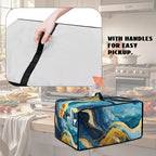 Marble Print Toaster Oven Dust Cover for Kitchen Counter, Heavy Duty Heat-resistant Microwave Oven Protective Cover Air Fryer Covers, Blue & Gold (Medium-16.1 * 19.71 * 10 inches)