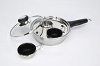 RUNZI 2 Cups Egg Poacher Pan - Stainless Steel Poached Egg Cooker – Perfect Poached Egg Maker – Induction Cooktop Egg Poachers Cookware Set with 2 Nonstick Large PFOA FREE Egg Poacher Cups…
