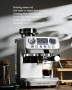 HERTELLA Espresso Machines with Burr Grinder, 20 Bar Visual Pressure Gauge, Milk Frother Steam Wand, Stainless Steel, 4 Temperature Modes (Hot and Cold Brew)，Automatic Pressure Release Function