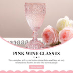 Colored Vintage Wine Glasses Set of 6 – 10.5 Ounces Colored Glass Water Goblets, drinking glasses for Mothers Day, Wedding, Holiday, or Fancy Glassware for everyday