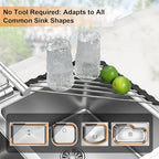 Corner Dish Drying Rack, Kitchen Sink Caddy Sponge Holder, Triangle Over The Sink Dish Drying Rack for Kitchen Counter, Roll Up Dishes Drainer Mat RV Essentials Organization and Storage Shelf, Black