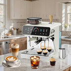 Ollygrin 20 Bar Espresso Machine with Grinder, Espresso Maker with 19 Grinding Settings, Coffee Machine with Pressure Gauge, 94.7Oz Removable Water Tank for Latte & Cappuccino