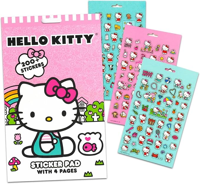 SANRIO Hello Kitty Neck Pillow and Blanket Set - Bundle Hello Kitty Boba Travel Neck Pillow, Hello Kitty Fleece Blanket, Stickers, More | Hello Kitty Travel Accessories