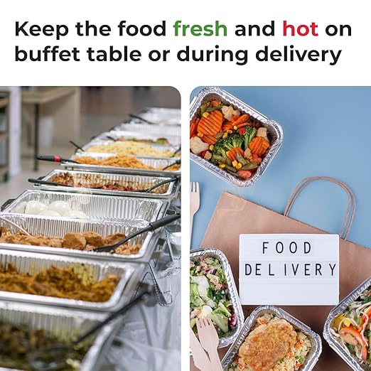 IDL Packaging Aluminum Foil Pans with Lids, Medium - 15 pc Chafing Dish Set - 5 Full Size and 10 Half Size Steam Table Pans + Lids - Disposable Cookware for Catering, Buffet, Party, BBQ