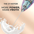 Zulay Kitchen Powerful Milk Frother Wand With 4 AA Duracell Batteries - Ultra Fast Handheld Drink Mixer - Electric Whisk Foam Maker for Coffee, Lattes, Cappuccino, Matcha & Creamer - Dragonfruit