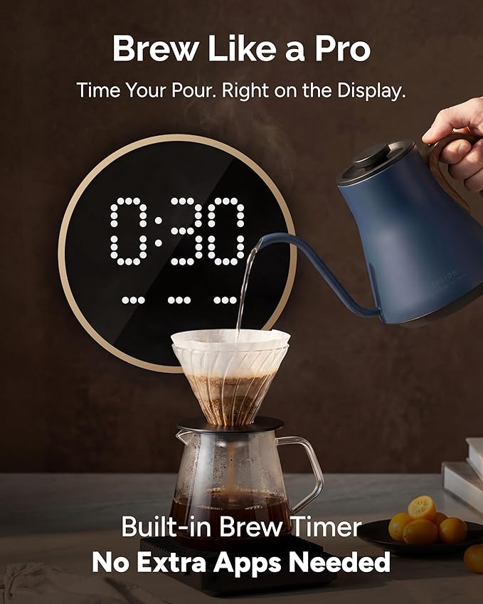 INTASTING Gooseneck Electric Kettle, ±1℉ Temperature Control, Stainless Steel Inner, Quick Heating, for Pour Over Coffee, Brew Tea, Boil Hot Water, 0.9L (Navy Blue)