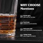 Moretoes Drinking Glasses Set of 12, 6 Highball Glasses 12oz,6 Rocks Glasses 10oz,Mixed Drink Cocktail Glass, Vintage Embossed Glassware Sets for Whiskey,Mocktails, Water & Juice Drinkware