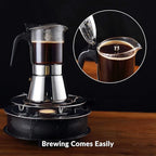 Geesta Premium Crystal Glass-Top Stovetop Espresso Moka Pot - 4/6/ 9 Cups - Stainless Steel Coffee Maker- 240ml/8.5oz/6 cup (espresso cup=40ml)